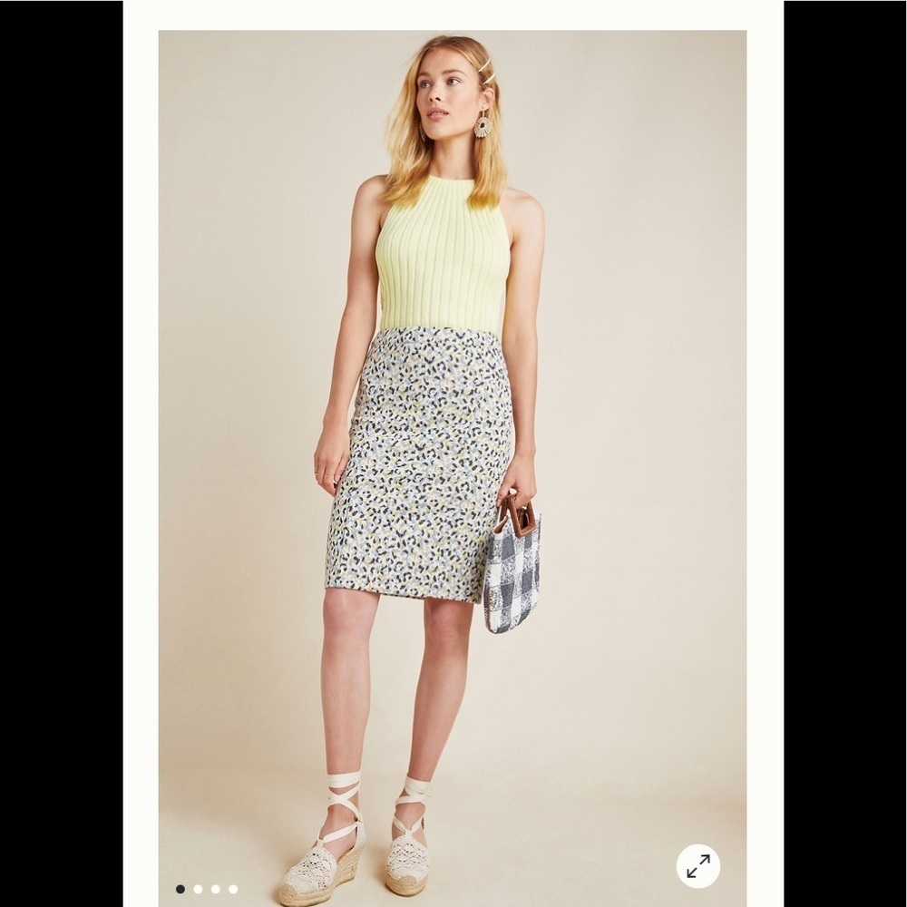 NWOT Anthropologie Leopard Jaquard Skirt Large